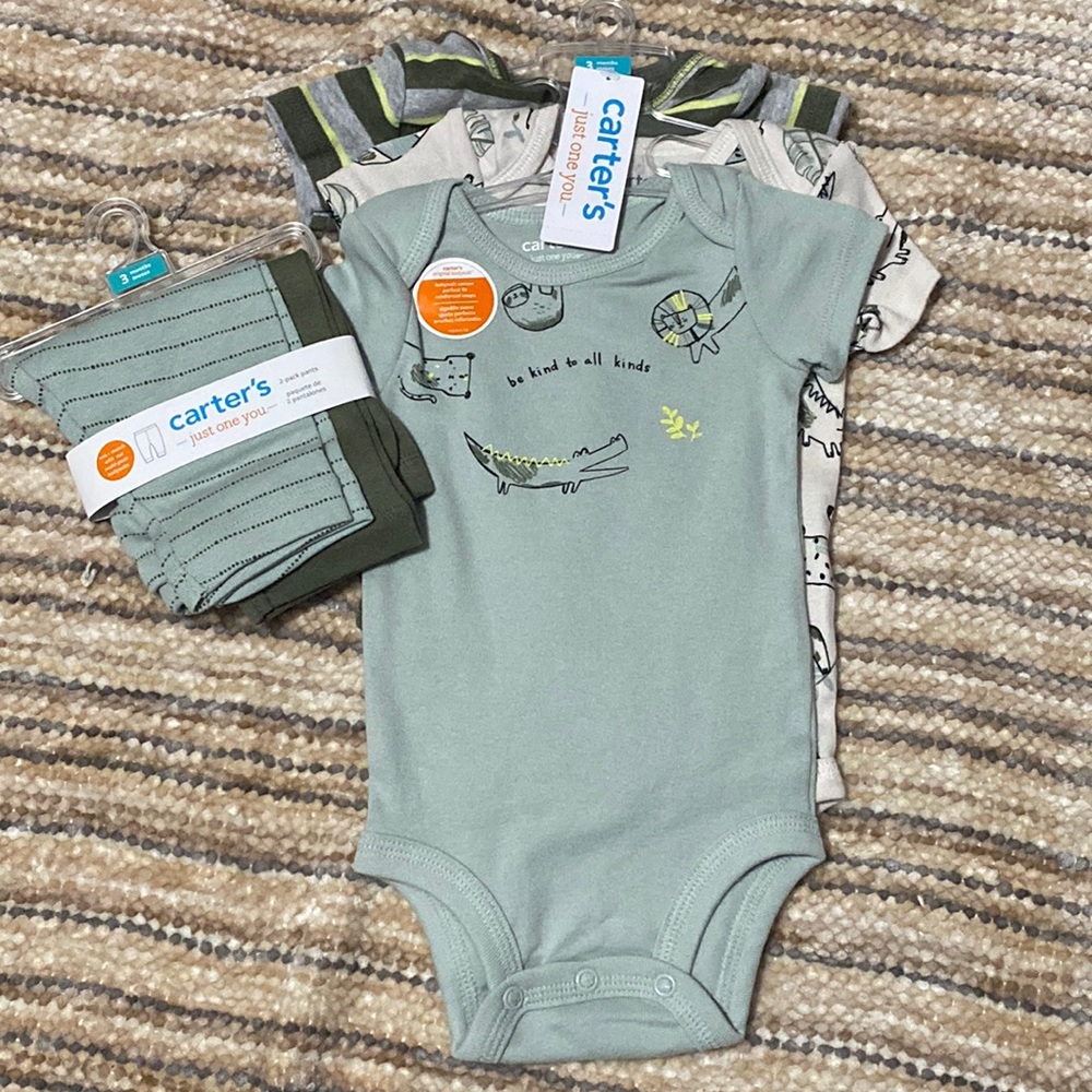NEW. Carter’s (just one you) Baby boy Bundle of Onesie’s & pants. 3 mont…